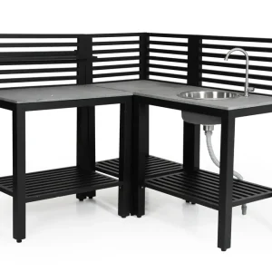 Bellac utekök - Svart/grå Hörn, mitt & mitt med vask från Brafab- Bra Möbler Bästa pris