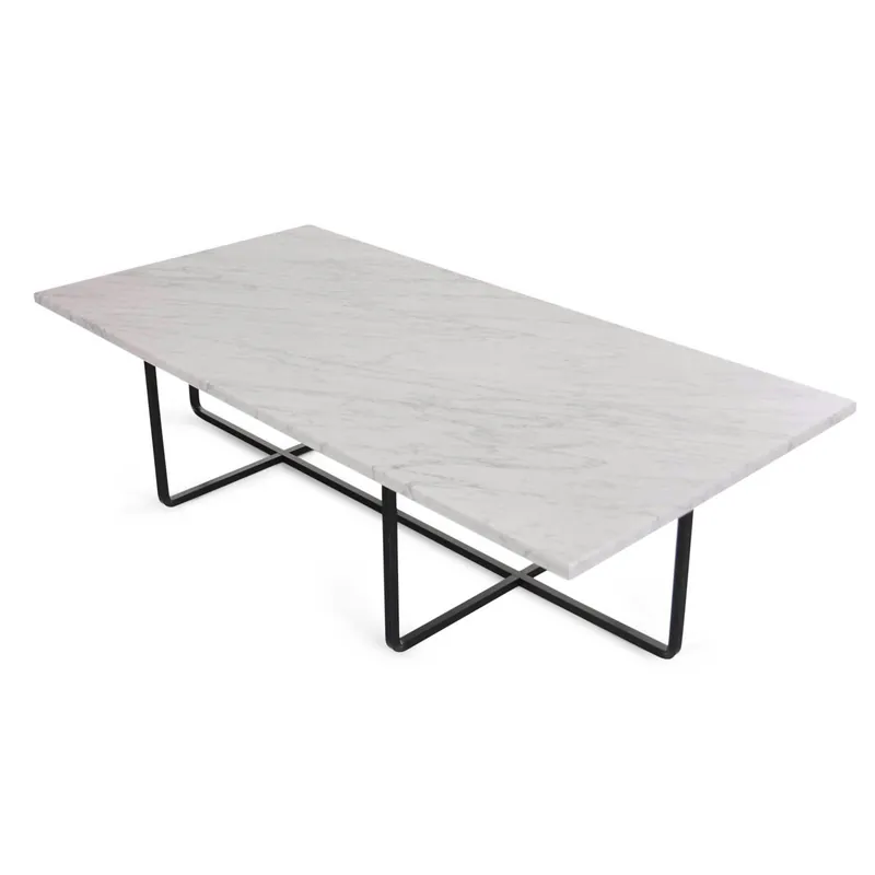 Begränsad tid Ninety Soffbord 120x60x30 cm, Svart Underrede, Vit Marmor
