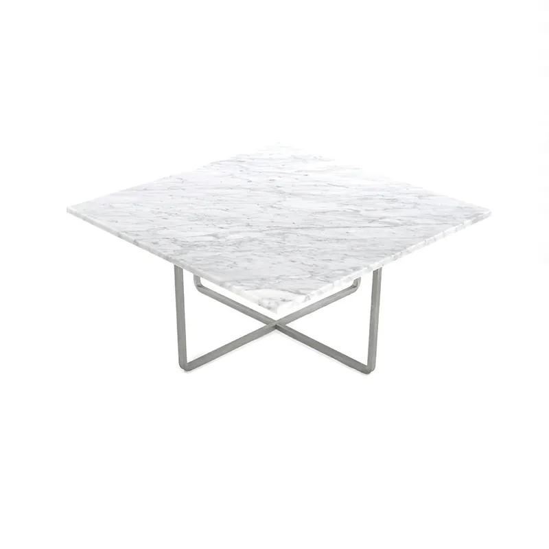 Erbjudandepris Ninety Soffbord 80 cm, Stålunderrede, Vit Marmor