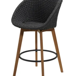 Peacock barstol - Teak med mörkgrå sits från Cane-line- Bra Möbler Populärt val