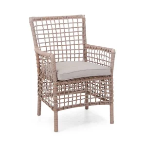 New England karmstol - Natur med beige dyna från Sunzo- Bra Möbler Billig