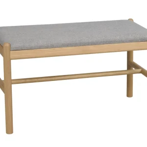 Rabatt Milford bänk - Ek/grått tyg 80 x 40 cm från Rowico Home- Bra Möbler