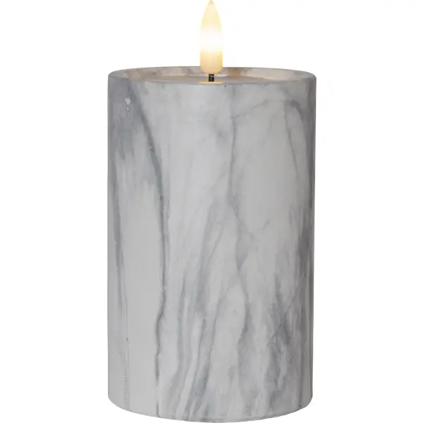 Säker betalning Flamme LED Blockljus Marmor, 15 cm