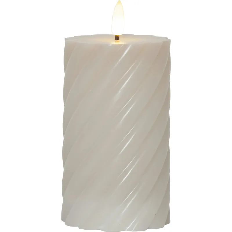 Flamme Swirl LED Blockljus 15 cm, Beige Kampanj