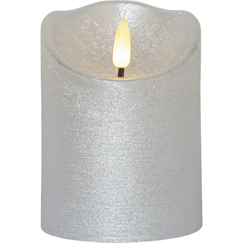 Rabatter Flamme Rustic LED Blockljus Silver, 10 cm