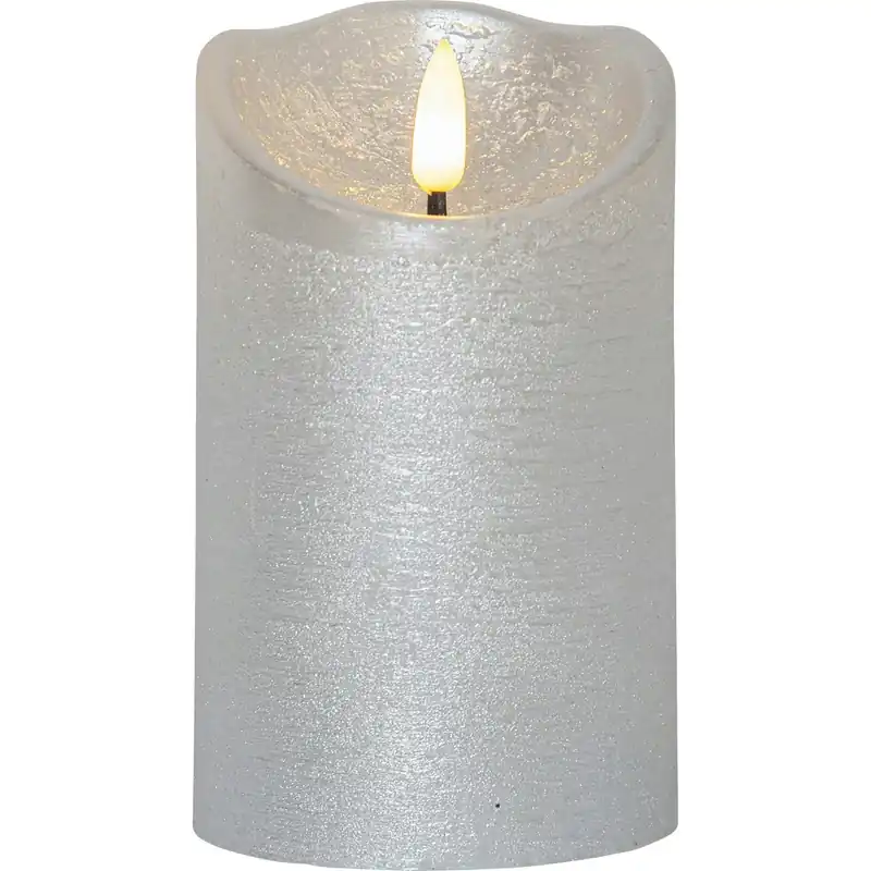 Flamme Rustic LED Blockljus Silver, 12 cm Utförsäljning
