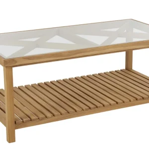Expressleverans Varm soffbord - Teak m. glas 135 x 70 cm från Brafab- Bra Möbler
