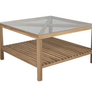 Varm soffbord - Teak m. glas 100 x 100 cm från Brafab- Bra Möbler Fri frakt