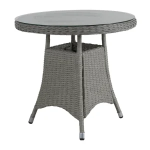 Hornbrook matbord - Grå med glas 80 x 73 cm från Brafab- Bra Möbler I lager