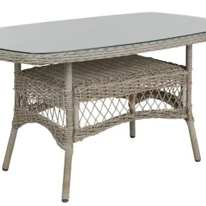 Kamomill matbord - Beige med glas 135x70 cm från Brafab- Bra Möbler Erbjudandepris