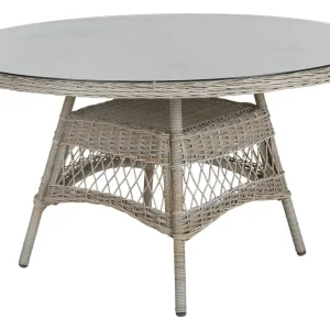 Sista chansen Kamomill matbord - Beige med glas 130 cm från Brafab- Bra Möbler