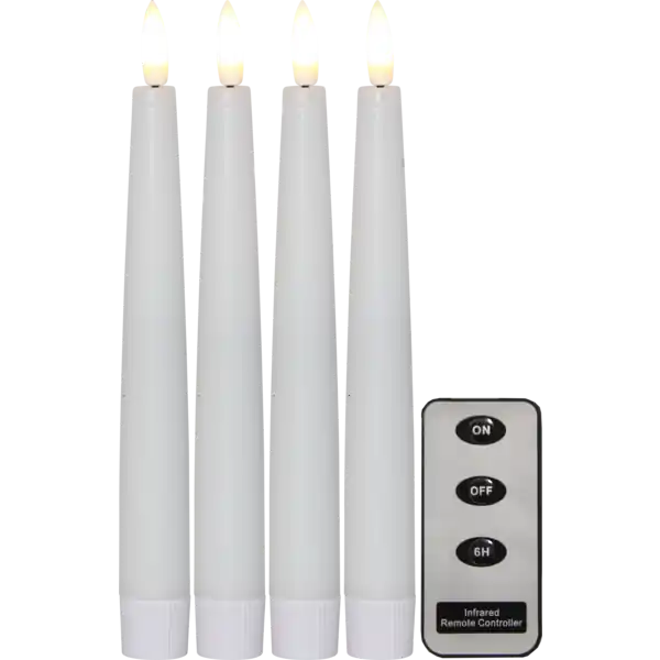 Flamme Slim Antikljus 4-pack, Vit Populärt val
