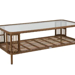 Anemon soffbord - Natur med glasskiva 160x65 cm från Brafab- Bra Möbler Kampanjpris