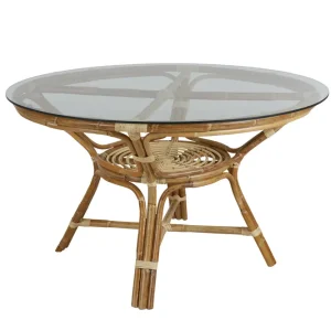 Vallda matbord - Natur med glasskiva 120 cm från Brafab- Bra Möbler Utförsäljning