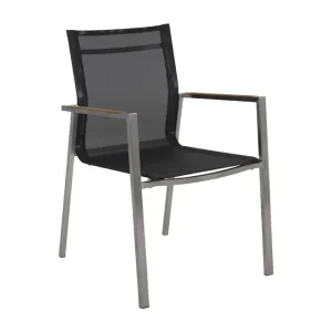 risnedsättning Naos karmstol - Rostfritt stål/grå Teak armstöd från Brafab- Bra Möbler