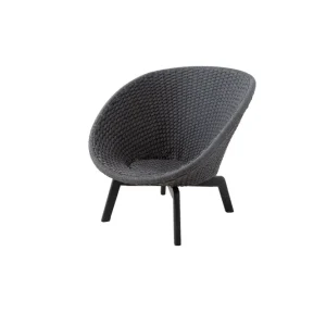 Peacock loungefåtölj - Mörkgrå/teak från Cane-line- Bra Möbler Erbjudandepris