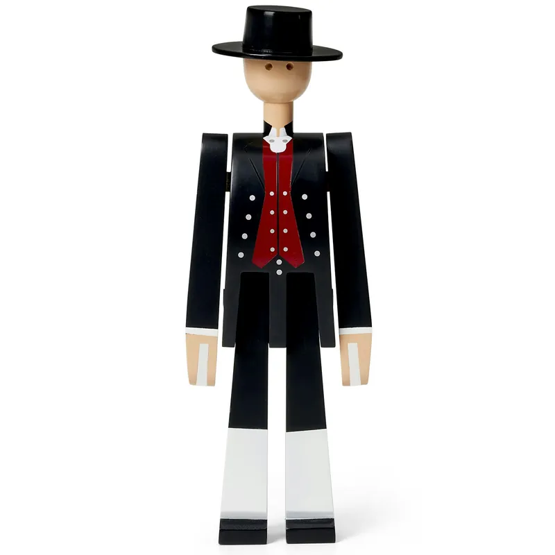 Fynd Norsk Bunad-Man Träfigur, Svart/Svart / Vit