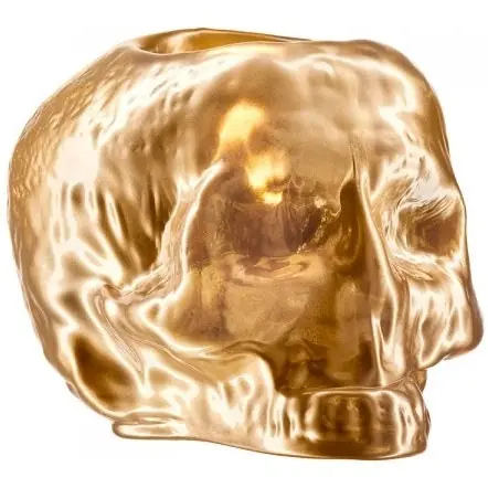 Trygg betalning Still Life Skull Ljuslykta, Guld