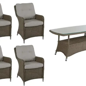 Hornbrook matgrupp - 4 matstolar & matbord 150 cm Beige med sand dyna från Brafab- Bra Möbler Kundfavorit