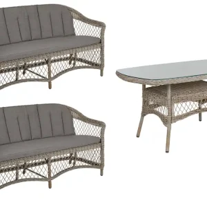Kundfavorit Kamomill matgrupp - Rotting med offwhite dyna 2 st 2-sitssoffor & matbord 135x80 cm från Brafab- Bra Möbler