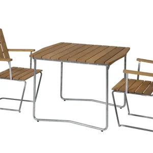 B31 matgrupp - Oljad ek/galvat 2fåtöljer & bord 84 x 92 cm från Grythyttan Stålmöbler- Bra Möbler Erbjudande