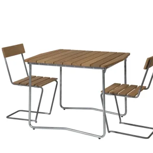 Bästa pris B31 matgrupp - Oljad ek/galvat 2 stolar & bord 84 x 92 cm från Grythyttan Stålmöbler- Bra Möbler