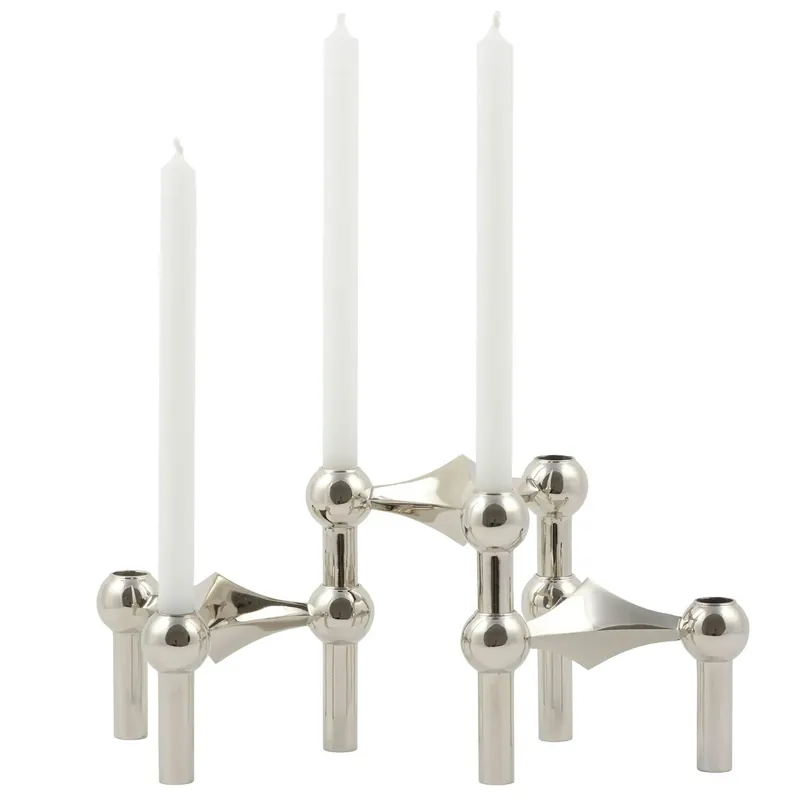 Stoff Nagel Ljusstake Krom + Ljus 12-pack I lager