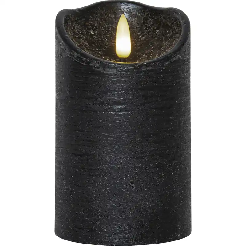Kampanj Flamme Rustic LED Blockljus Svart, 12 cm