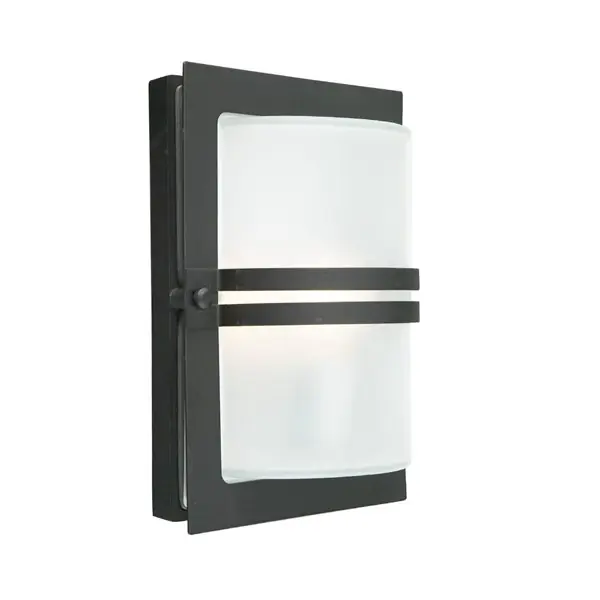 Basel 661 vägglampa IP54, Svart med frostat glas Erbjudandepris