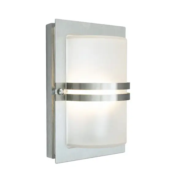 Basel 661 Vägglampa IP54, Galvad med frostat glas Kundfavorit
