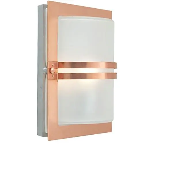 Basel 661 Vägglampa IP54, Koppar med frostat glas Snabb frakt