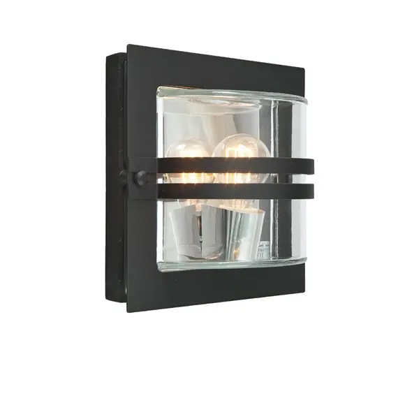 Bern 650 Vägglampa IP54, Svart med klarglas Säker betalning
