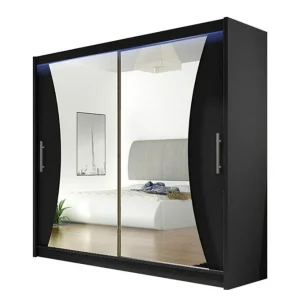 Kampanjpris Scandinavian Choice Prag Garderob med Spegel 180x215 cm Svart - Förvaring