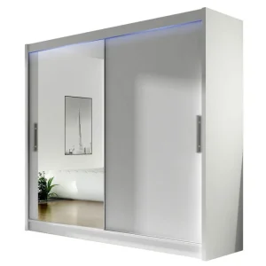 Rabatter Scandinavian Choice Prag Garderob med Spegel 180x215 cm Vit - Förvaring