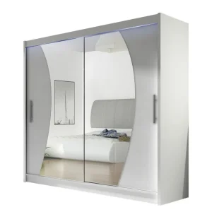 Säker betalning Scandinavian Choice Prag Garderob med Spegel 180x215 cm Vit - Förvaring