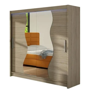 Dravon Garderob med Spegel 180x215 cm Beige - Förvaring Expressleverans