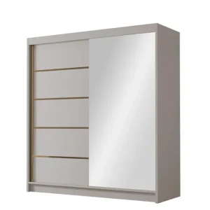 Chavez Garderob med Spegel 180x215 cm Beige - Förvaring Rabatt