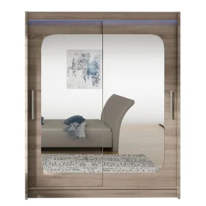Leila Garderob med Spegel 150x200 cm Beige - Förvaring Köp online