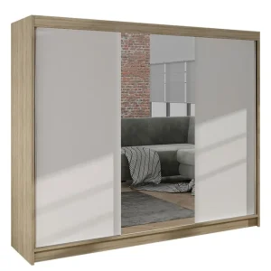 Cyria Garderob med Spegel 200x215 cm Beige/Vit - Förvaring Outlet
