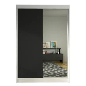 Liverpool Garderob med Spegel 120x200 cm Svart/Vit - Förvaring Snabb leverans
