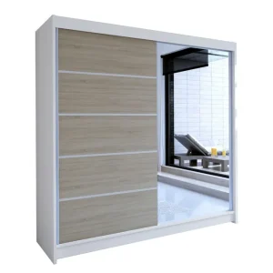 Billigare Canderbury Garderob med Spegel 180x215 cm Brun/Vit - Förvaring
