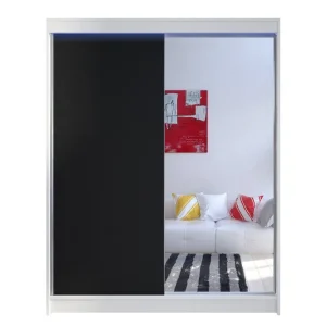 Outlet Pickering Garderob med Spegel 150x200 cm Svart/Vit - Förvaring