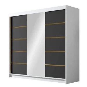 Beställ nu Dianna Garderob med Spegel 200x215 cm Svart/Vit - Förvaring