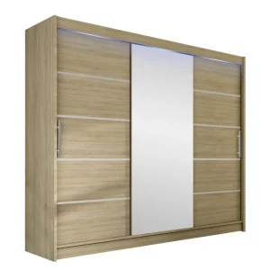 Sia Garderob med Spegel 250x215 cm Beige - Förvaring Erbjudande