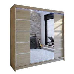 Canderbury Garderob med Spegel 180x215 cm Beige - Förvaring Rabatter
