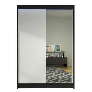 Extra rabatt Liverpool Garderob med Spegel 120x200 cm Vit/Svart - Förvaring
