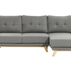 Faustin Hörnbäddsoffa 3-sits Grå/Ljust trä - Möbler Rabatter
