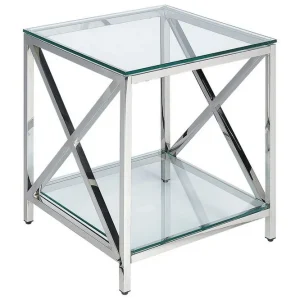 Fynd Fidelina Sidobord 45 cm Silver/Transparent - Möbler