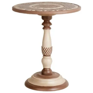 Snabb frakt Derren Sidobord 45 cm Mörkt trä/Beige - Möbler