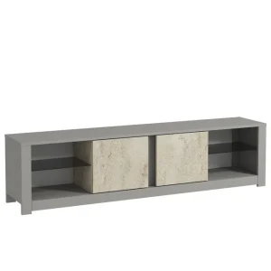 Griselda Tv-bänk 180 cm Grå/Travertin - Möbler Köp online